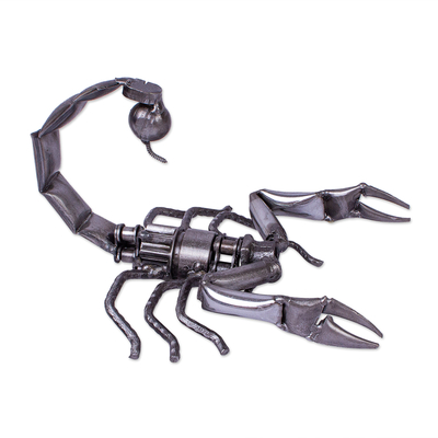 Recycled metal sculpture, 'Escorpion Rustico' - Recycled Scrap Metal Sculpture from Mexico
