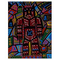 „Xipe Totec“ – Einzigartiges Gemälde der aztekischen Gottheit