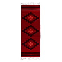 Zapotec wool area rug, 'Sunset Red' (2x6) - Handwoven Zapotec Wool Area Rug (2x6) from Mexico