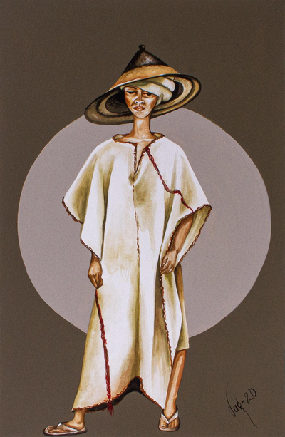 'Oriental Woman' - Original Watercolor Portrait Painting