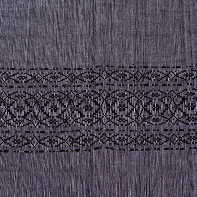 Cotton bedspread, 'Dreamscape' (Twin) - Zapotec Grey Cotton Bedspread from Mexico (Twin)