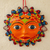 Talavera style ceramic plaque, 'Señor Sol' - Orange Talavera Style Sun Wall Plaque from Mexico thumbail