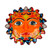 Talavera style ceramic plaque, 'Señor Sol' - Orange Talavera Style Sun Wall Plaque from Mexico thumbail