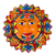 Talavera style ceramic plaque, 'Pure Sun' - Colorful Floral Talavera Style Sun Wall Plaque from Mexico thumbail