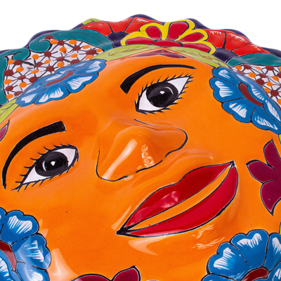 Wandtafel aus Keramik, 'Sunshine' - Talavera-Stil Sonne Wandtafel aus Mexiko