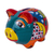 Ceramic decorative accent, 'Flower Piggy' - Hand Painted Talavera Style Decorative Accent (image 2a) thumbail