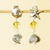 Pendientes colgantes de ámbar y perlas cultivadas - Aretes colgantes de ámbar con temática oceánica de México