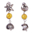 Amber and cultured pearl dangle earrings, 'Amber Sea' - Ocean-Themed Amber Dangle Earrings from Mexico