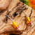 Amber and amethyst dangle earrings, 'Golden Dragonflies' - Amber and Amethyst Silver Dangle Earrings from Mexico