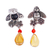Amber and carnelian dangle earrings, 'Golden Bees' - Bee-Themed Amber Dangle Earrings from Mexico