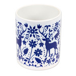 Ceramic mug, 'Blue Otomi' - Artisan Crafted Otomi Blue Birds and Flowers Ceramic Mug
