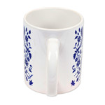 Ceramic mug, 'Blue Otomi' - Artisan Crafted Otomi Blue Birds and Flowers Ceramic Mug