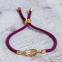 Gold-accented Swarovski crystal pendant bracelet, Purple Illusion