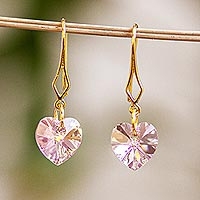 Gold-plated Swarovski crystal earrings, Melon Hearts