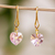 Gold-plated Swarovski crystal earrings, 'Melon Hearts' - Gold-Plated Swarovski Crystal Earrings from Mexico thumbail