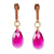 Gold-plated Swarovski dangle earrings, 'Berry Drops' - 14k Gold-Plated Pink Swarovski Dangle Earrings from Mexico (image 2a) thumbail