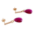 Gold-plated Swarovski dangle earrings, 'Berry Drops' - 14k Gold-Plated Pink Swarovski Dangle Earrings from Mexico (image 2c) thumbail