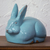 Figura de cerámica (9 pulgadas) - Estatuilla de cerámica de conejo azul de 9 pulgadas hecha a mano y firmada