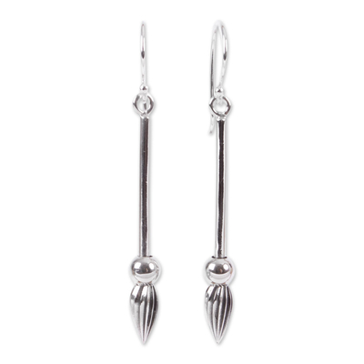 Silver dangle earrings, 'Silver Berry' - 950 Silver Minimalist Dangle Earrings from Mexico
