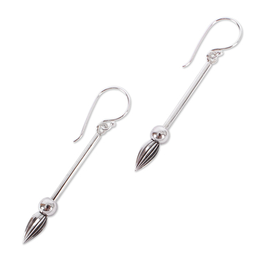 Silver dangle earrings, 'Silver Berry' - 950 Silver Minimalist Dangle Earrings from Mexico
