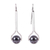 Silver drop earrings, 'Obsidian Pendulum' - Modern Obsidian Drop Earrings from Mexico (image 2a) thumbail