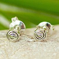 Silver stud earrings, Mini Silver Twirl