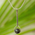 Silver pendant necklace, 'Obsidian Pendulum' - 950 Silver and Obsidian Pendant Necklace from Mexico thumbail