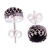 Obsidian stud earrings, 'Night Elegance' - Taxco Silver Stud Earrings with Obsidian from Mexico (image 2b) thumbail