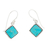Turquoise dangle earrings, 'Turquoise Squares' - Square Turquoise Dangle Earrings from Mexico thumbail