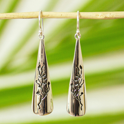 Pendientes colgantes de plata - Aretes colgantes de plata 950 Taxco con tema de árbol de México