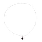 Obsidian pendant necklace, 'Night Elegance' - Taxco Silver Necklace with Obsidian Pendant from Mexico