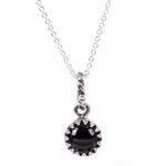 Obsidian pendant necklace, 'Night Elegance' - Taxco Silver Necklace with Obsidian Pendant from Mexico