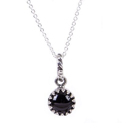 collar con colgante de obsidiana - Collar Taxco de Plata con Dije de Obsidiana de Mexico