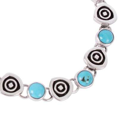 Turquoise link bracelet, 'Morning Sky' - Taxco Style Turquoise Link Bracelet from Mexico