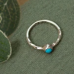 Sterling silver solitaire ring, 'Elegant Essence' - Reconstituted Turquoise Solitaire Ring from Mexico