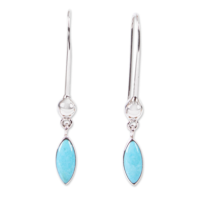 Drop-Shaped Composite Turquoise Dangle Earrings from Mexico