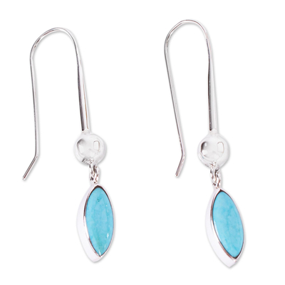 Sterling silver dangle earrings, 'Blue Drops' - Drop-Shaped Composite Turquoise Dangle Earrings from Mexico
