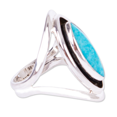 Sterling silver cocktail ring, 'Vision in Blue' - Taxco Silver And Reconstituted Turquoise Ring from Mexico