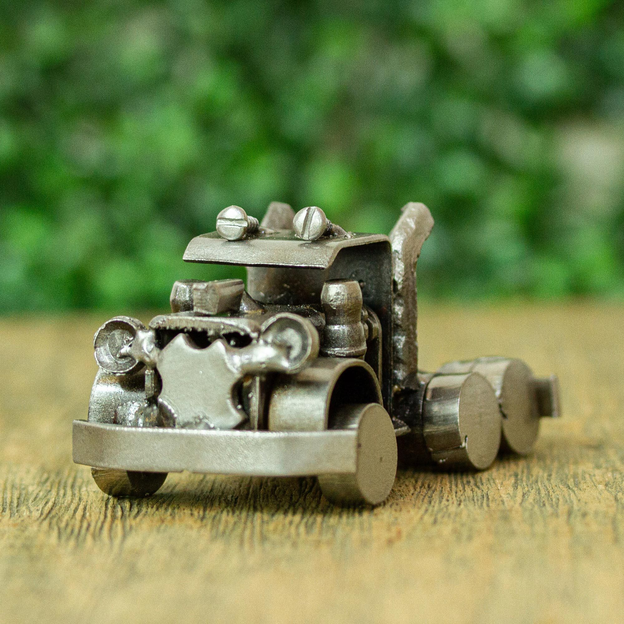 Recycled Scrap Metal Truck Sculpture from Mexico Rustic Mack Trailer