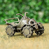 Upcycled auto part sculpture, 'Rustic Mini Quad Bike' - Recycled Auto Part Mini-4 Wheeler ATV Sculpture from Mexico