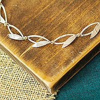 Gold-filled sterling silver chain necklace, 'Silver Blades' - 14k Gold-Accented Sterling Silver Charm Necklace from Mexico