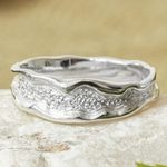 Sterling silver band ring, 'Textured Style' - Sterling Silver Ring with Combined Textures from Mexico