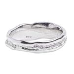 Sterling silver band ring, 'Textured Style' - Sterling Silver Ring with Combined Textures from Mexico