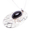 collar con colgante de obsidiana - Collar modernista con colgante de plata y obsidiana de México