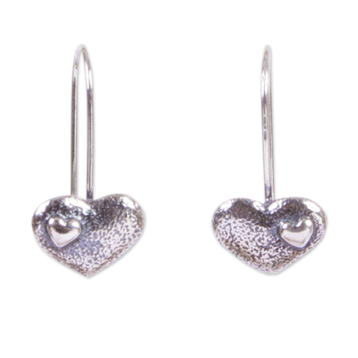 925 Sterling Silver Heart Drop Earrings from Mexico