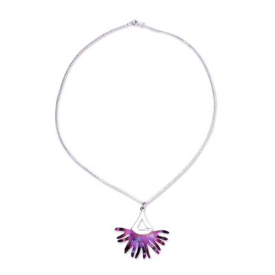 Purple Titanium and Sterling Silver Necklace from Mexico