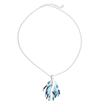 Titanium pendant necklace, 'Swaying Coral' - Titanium Coral Pendant Necklace from Mexico