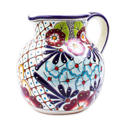 Keramikkrug, 'Farben von Mexiko' - Bunte Talavera-Stil Keramik Krug