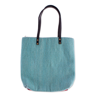 Wool tote bag, 'Mystical Geometry' - Handloomed Geometric Design Wool Tote Bag from Mexico