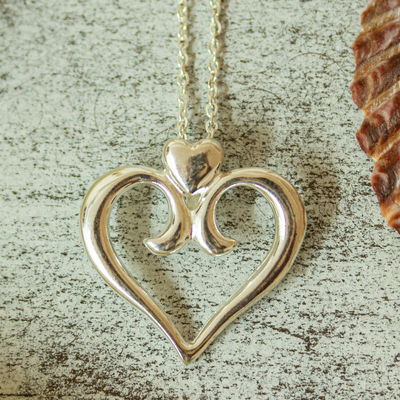 Sterling silver pendant necklace, Mothers Heart